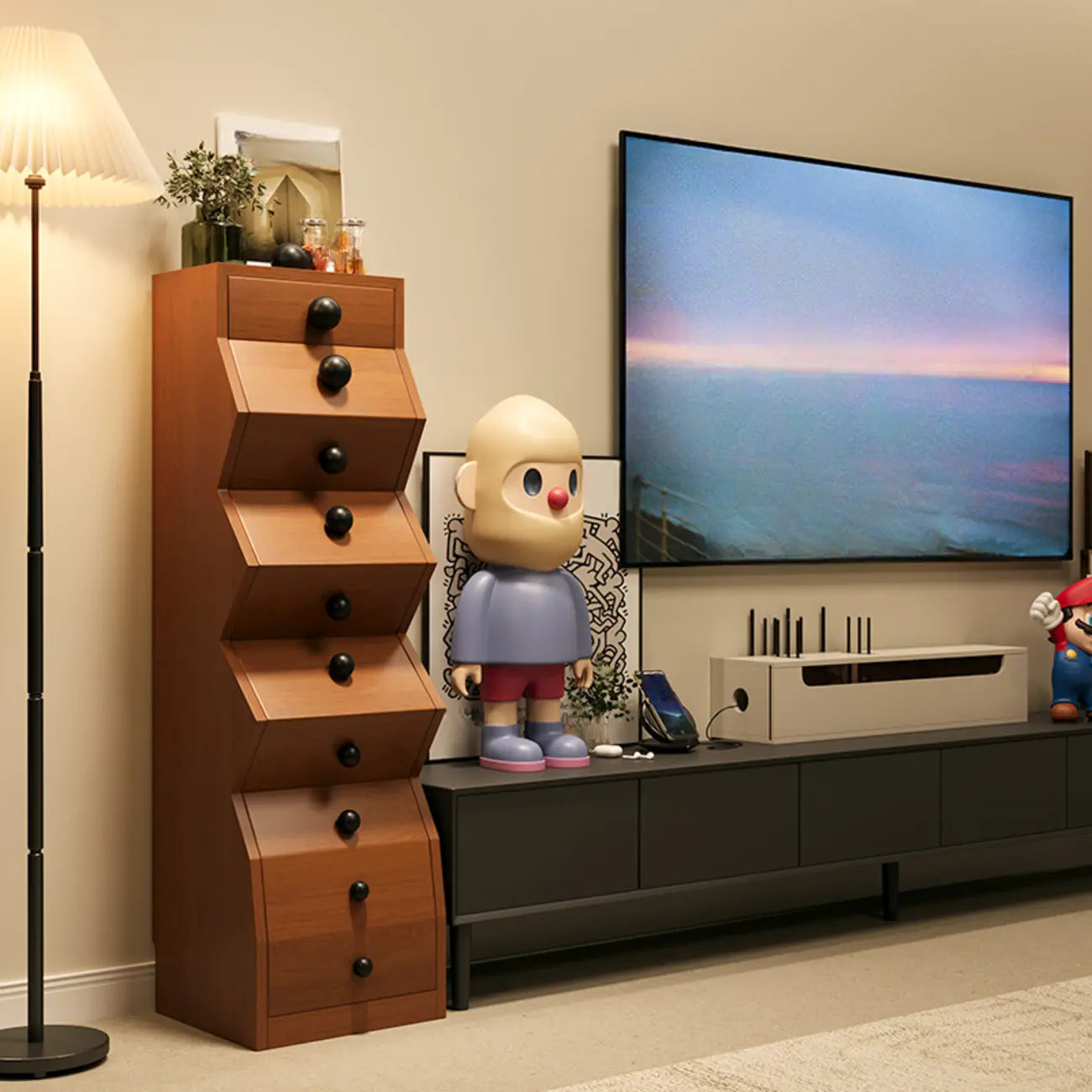 Modern Wood Top 3 Drawers Nightstand with Legs