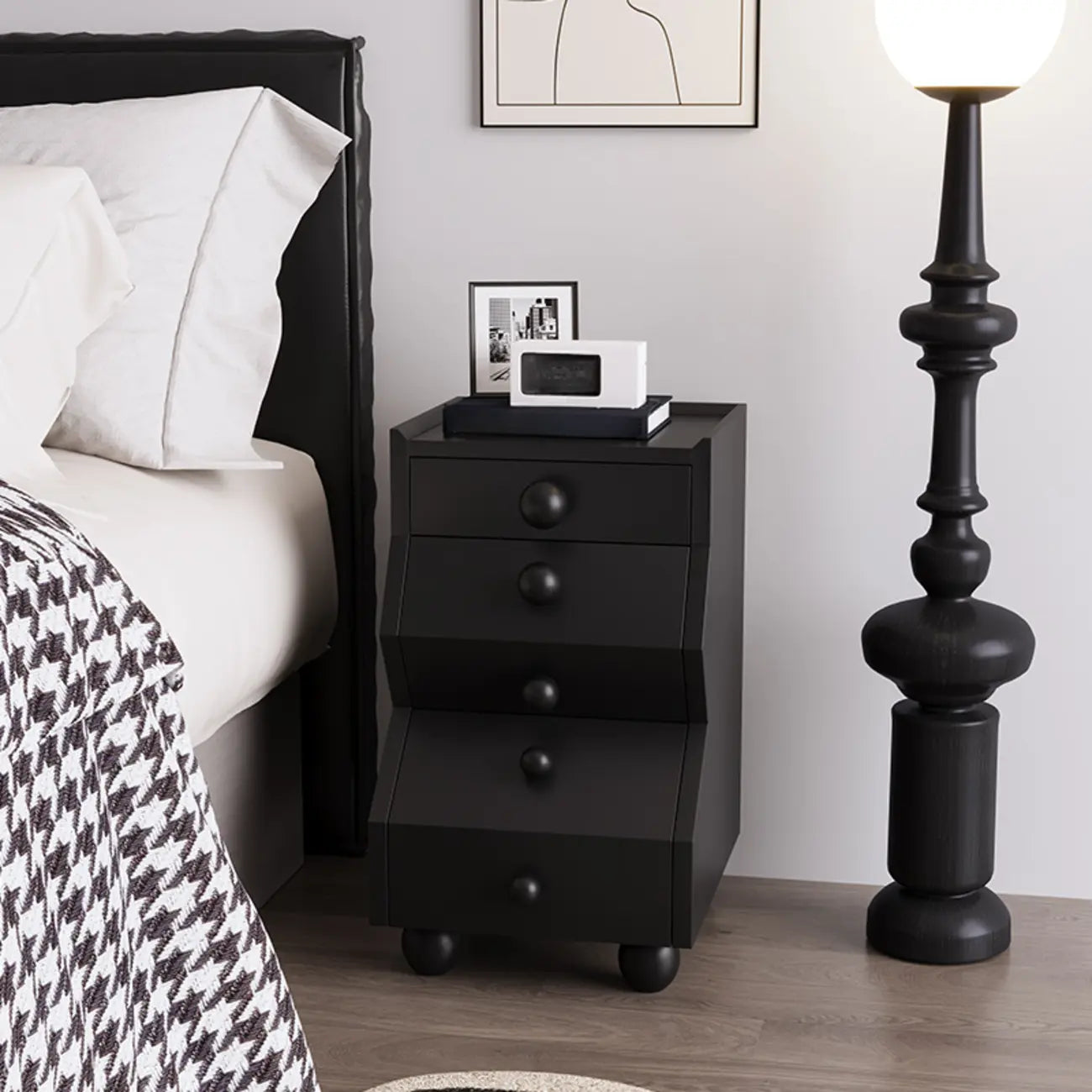 Modern Wood Top 3 Drawers Nightstand with Legs