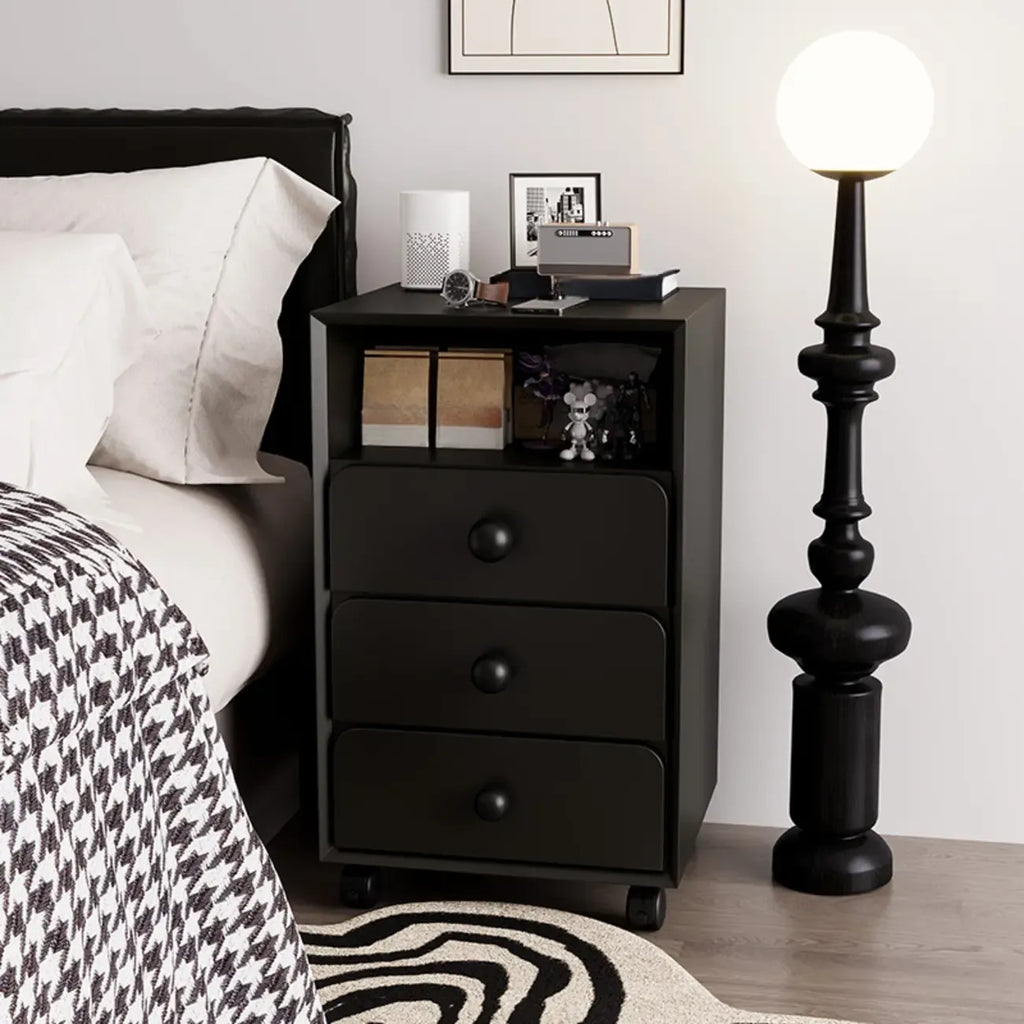 Modern Wood Top 3 Drawers Nightstand with Legs