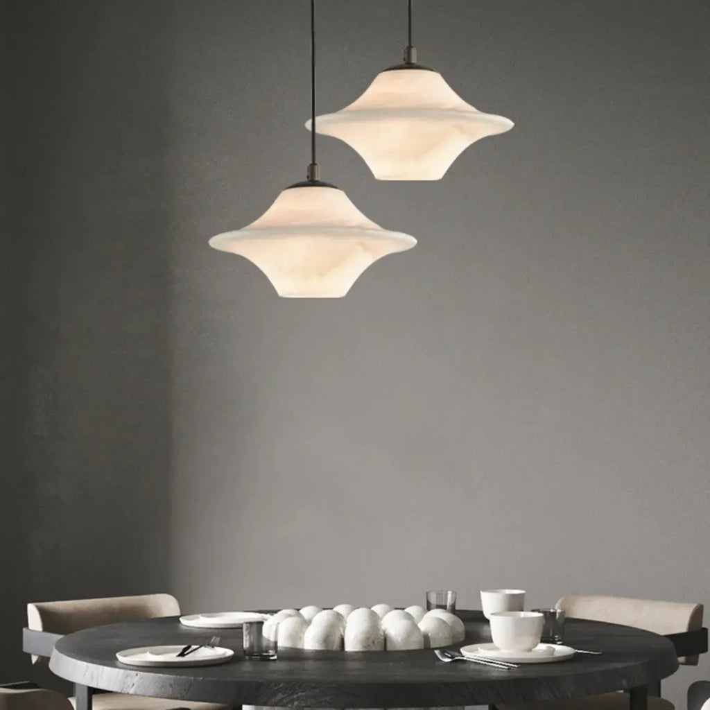 Modern White Stone Metal Hanging Kitchen Pendant Light