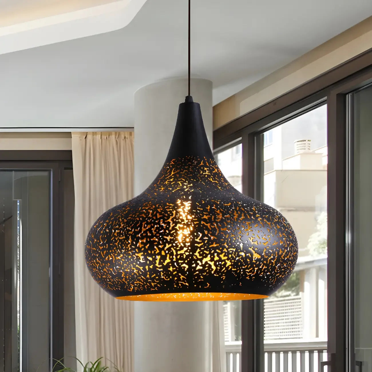 Modern Metal Black Dome Pendant Light Kitchen Island