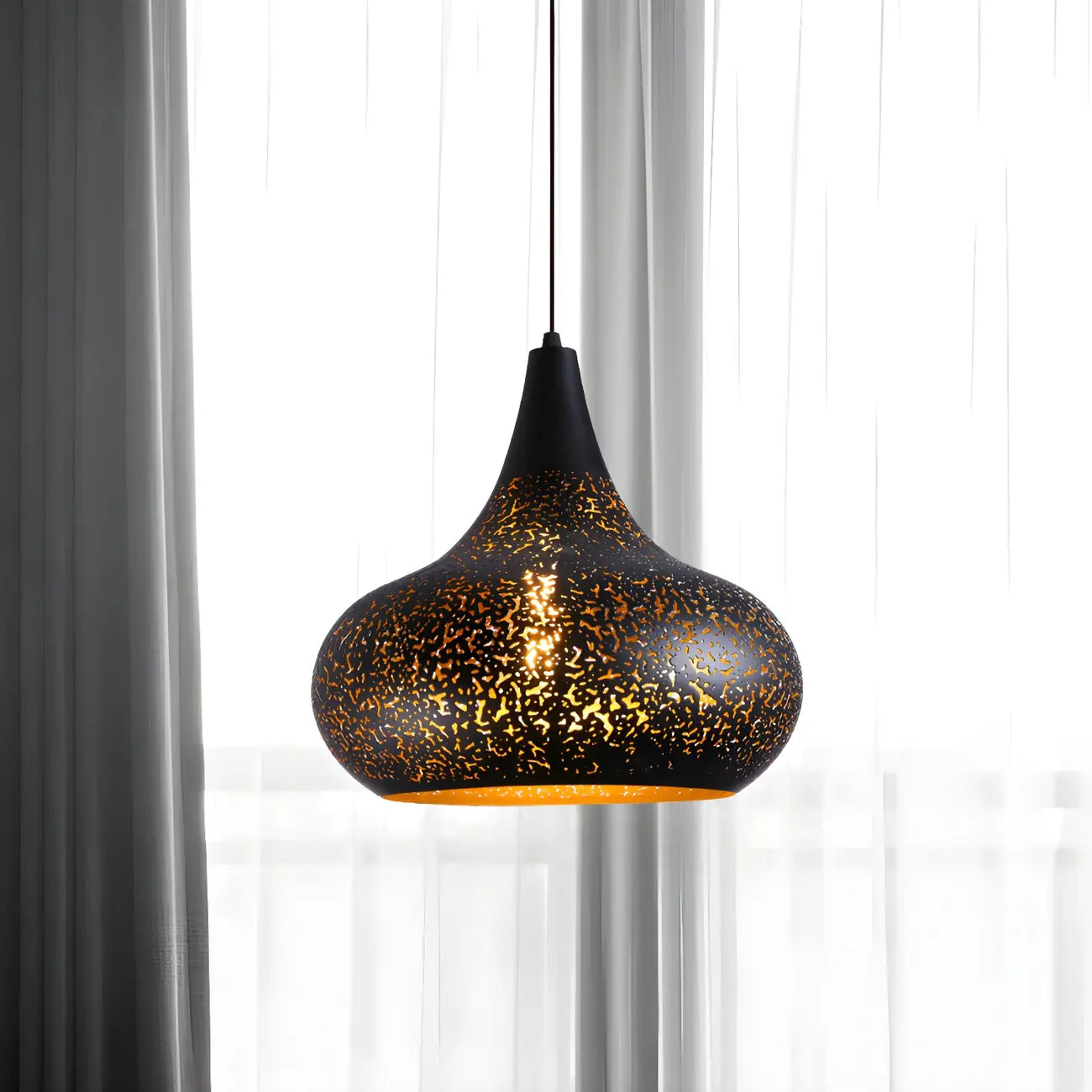 Modern Metal Black Dome Pendant Light Kitchen Island