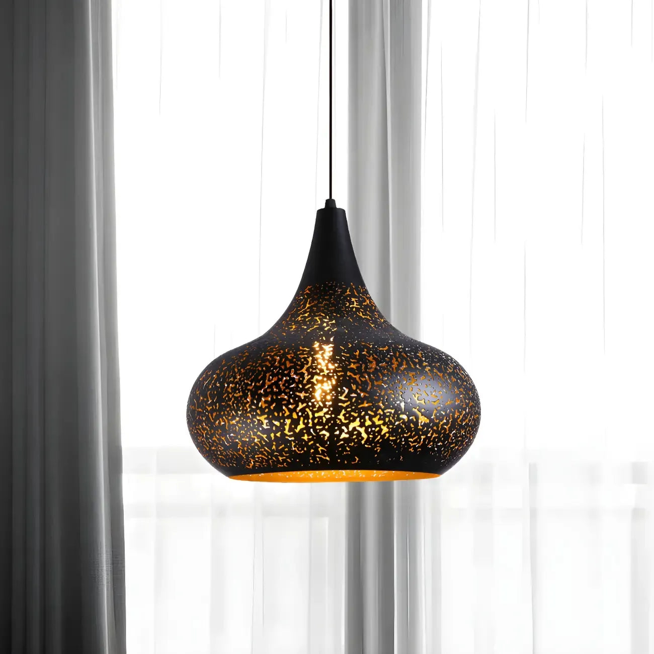 Modern Metal Black Dome Pendant Light Kitchen Island