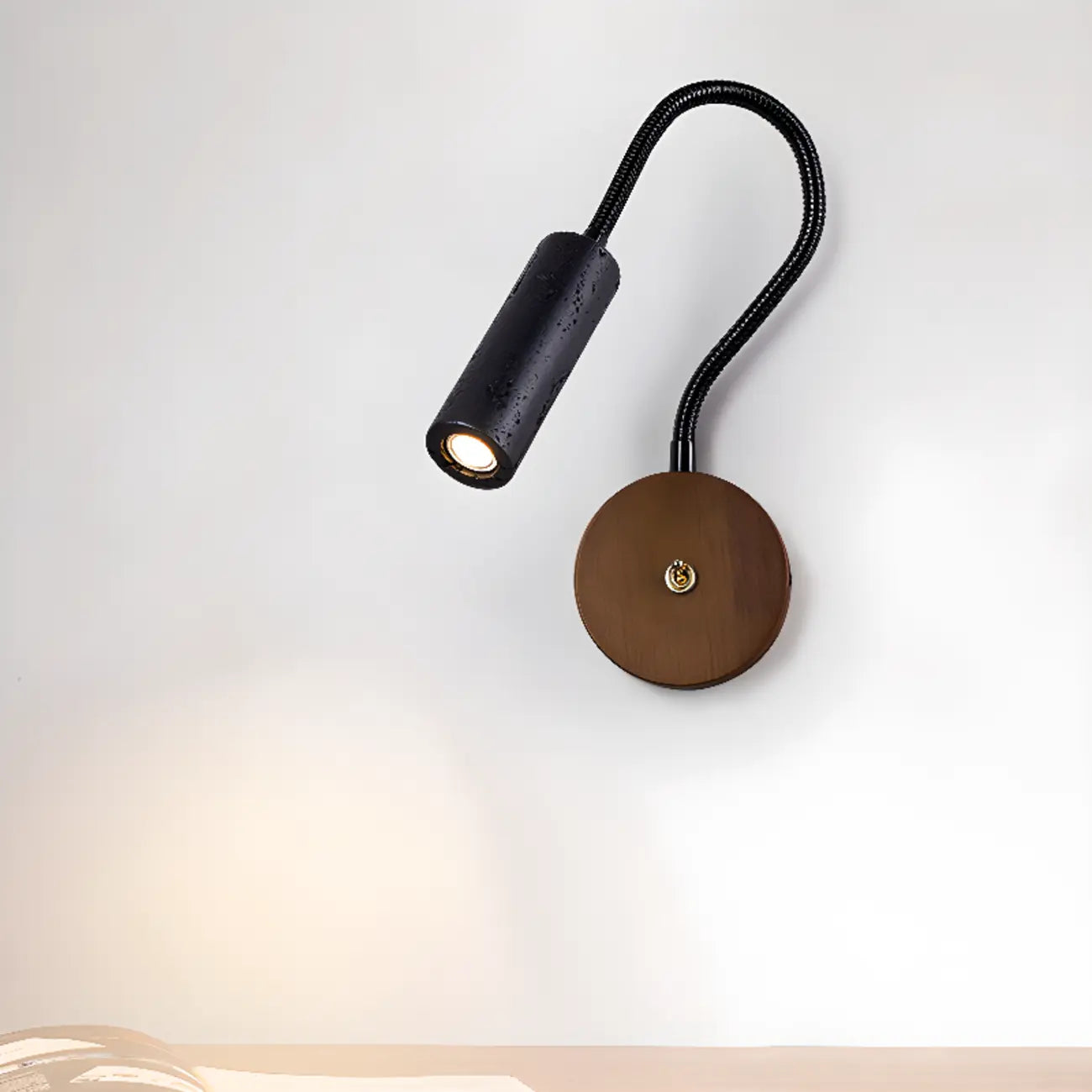 Minimalist Bedside Black Wall Mount Light with Flexible Arm