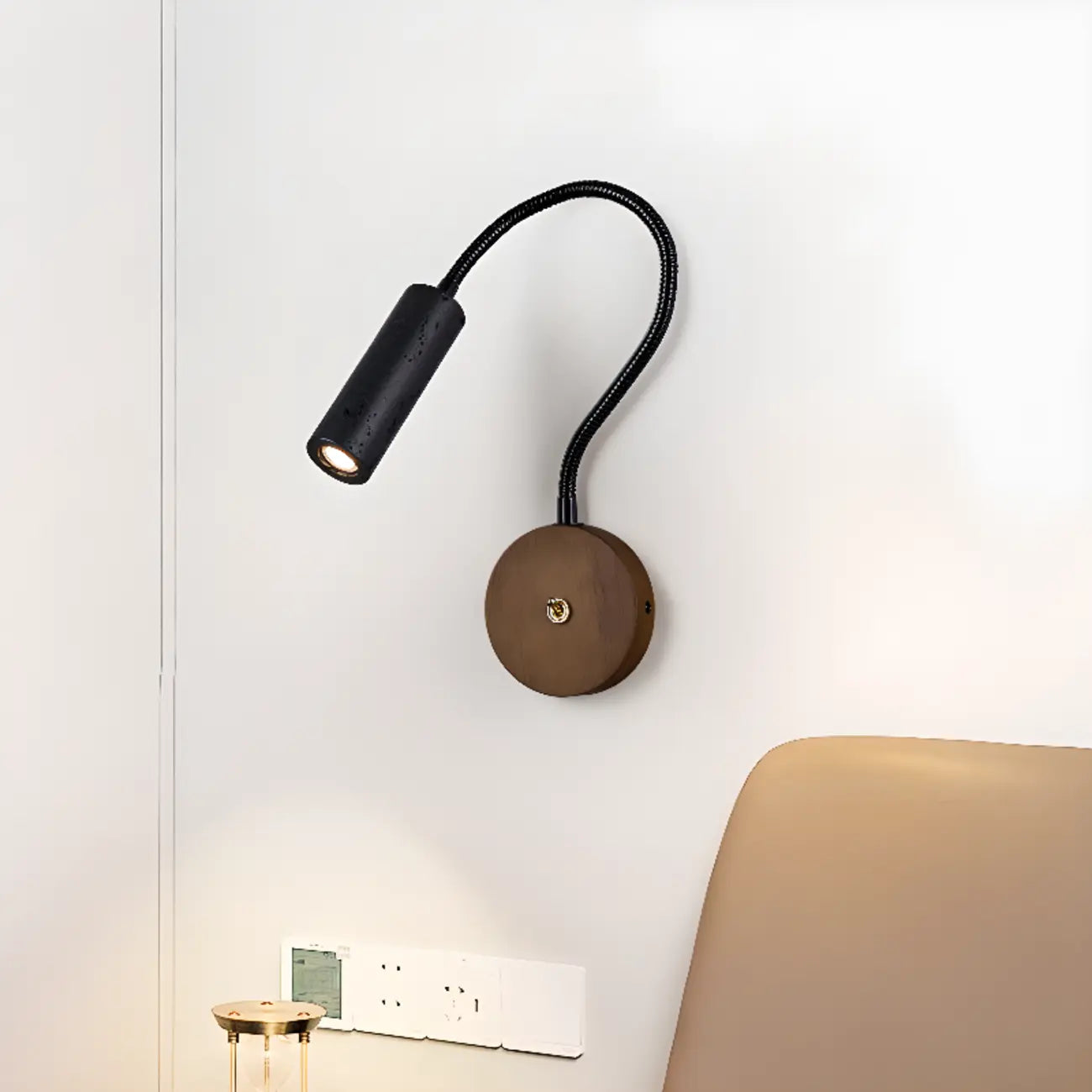 Minimalist Bedside Black Wall Mount Light with Flexible Arm