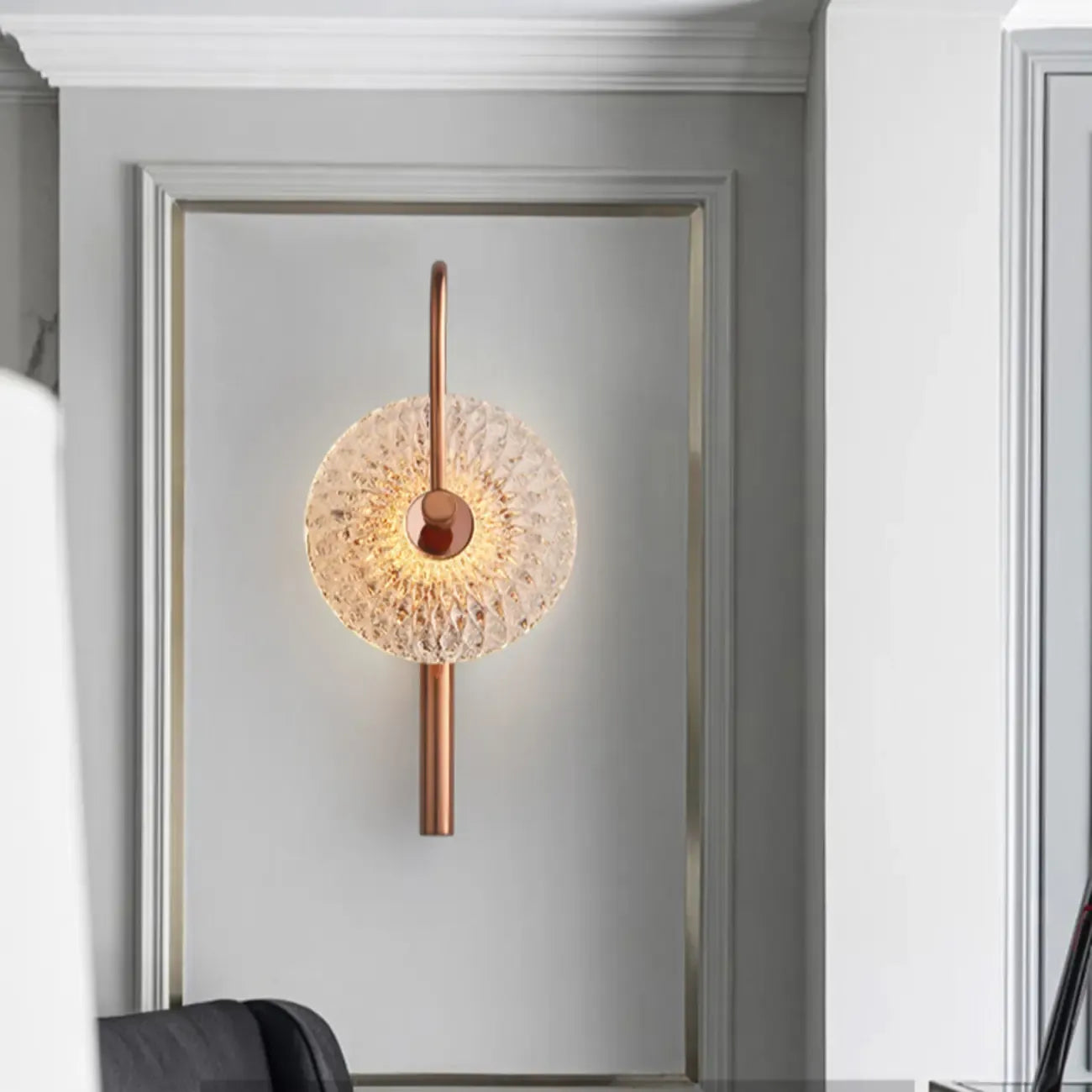 Modern Metal Glass Round Wall Sconce