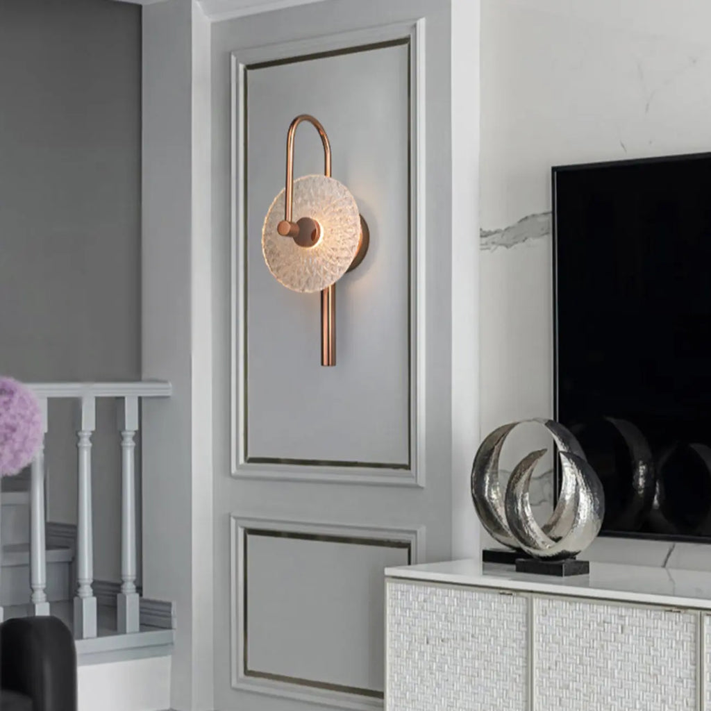 Modern Metal Glass Round Wall Sconce