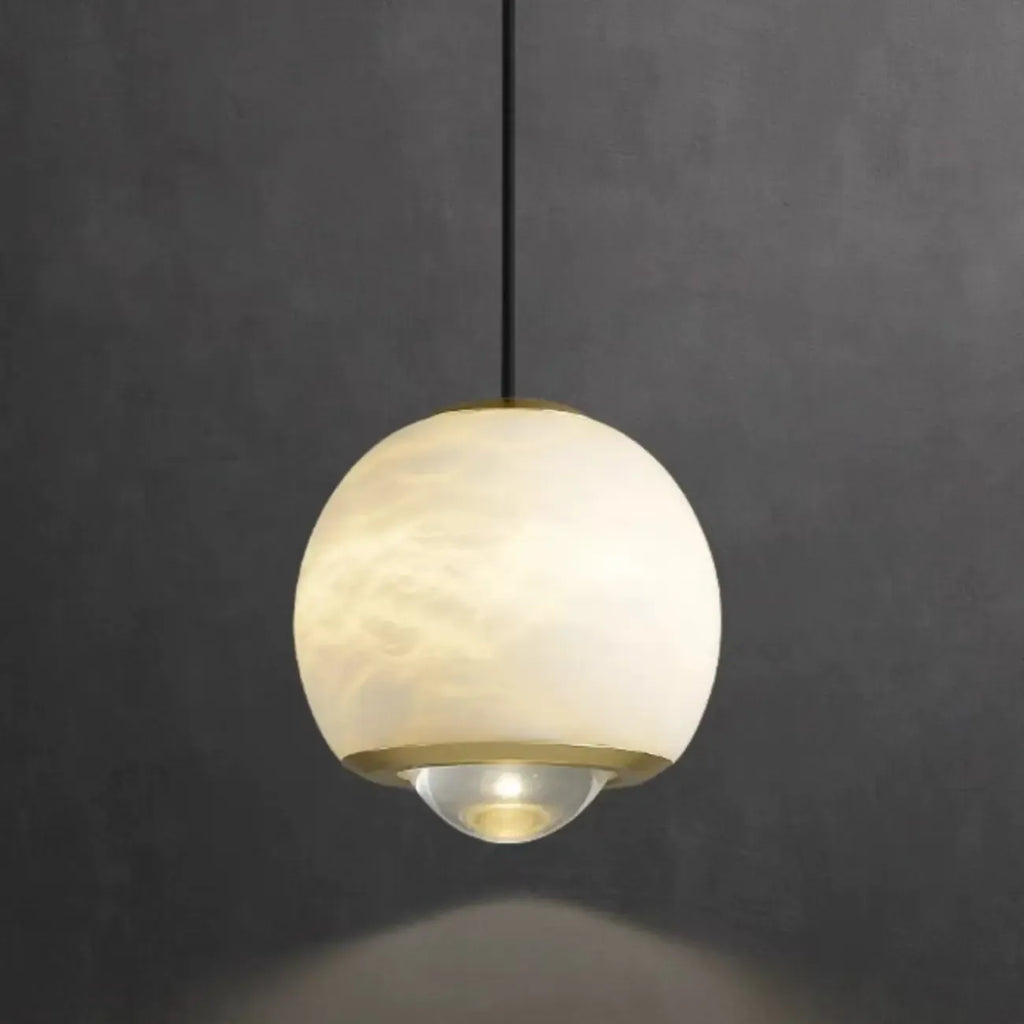 Nordic Stone and Metal Spherical Hanging Pendant Light