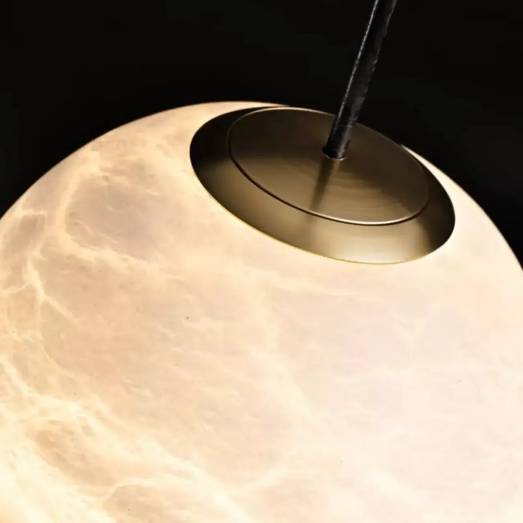 Nordic Stone and Metal Spherical Hanging Pendant Light