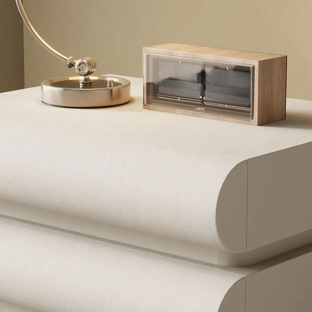 Modern Bedside Table with 3 Drawers in Off-White