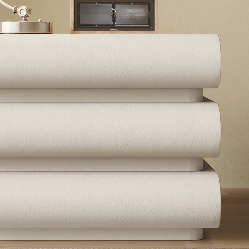 Modern Bedside Table with 3 Drawers in Off-White