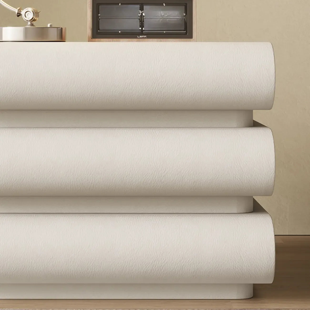 Modern Bedside Table with 3 Drawers in Off-White