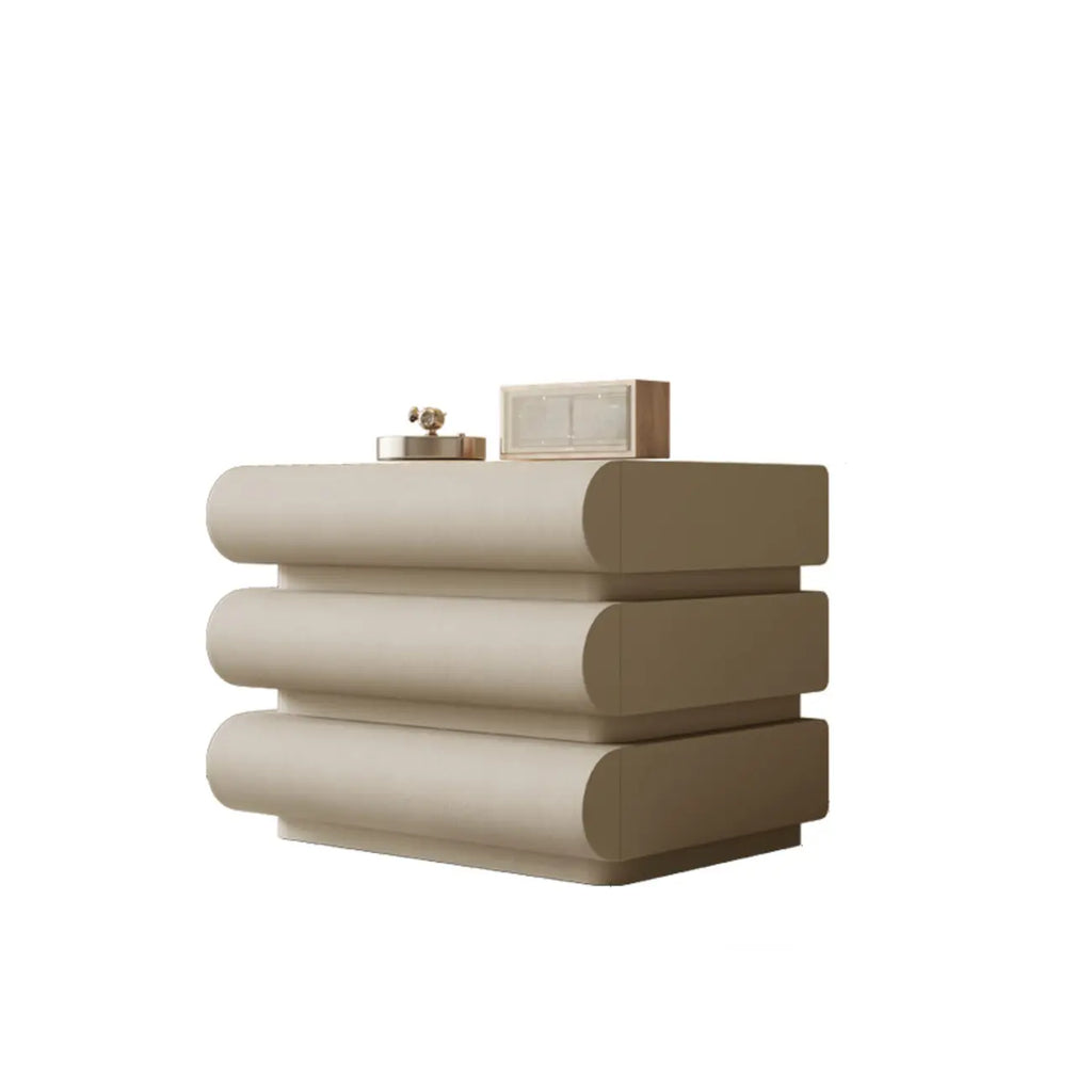 Modern Bedside Table with 3 Drawers in Off-White