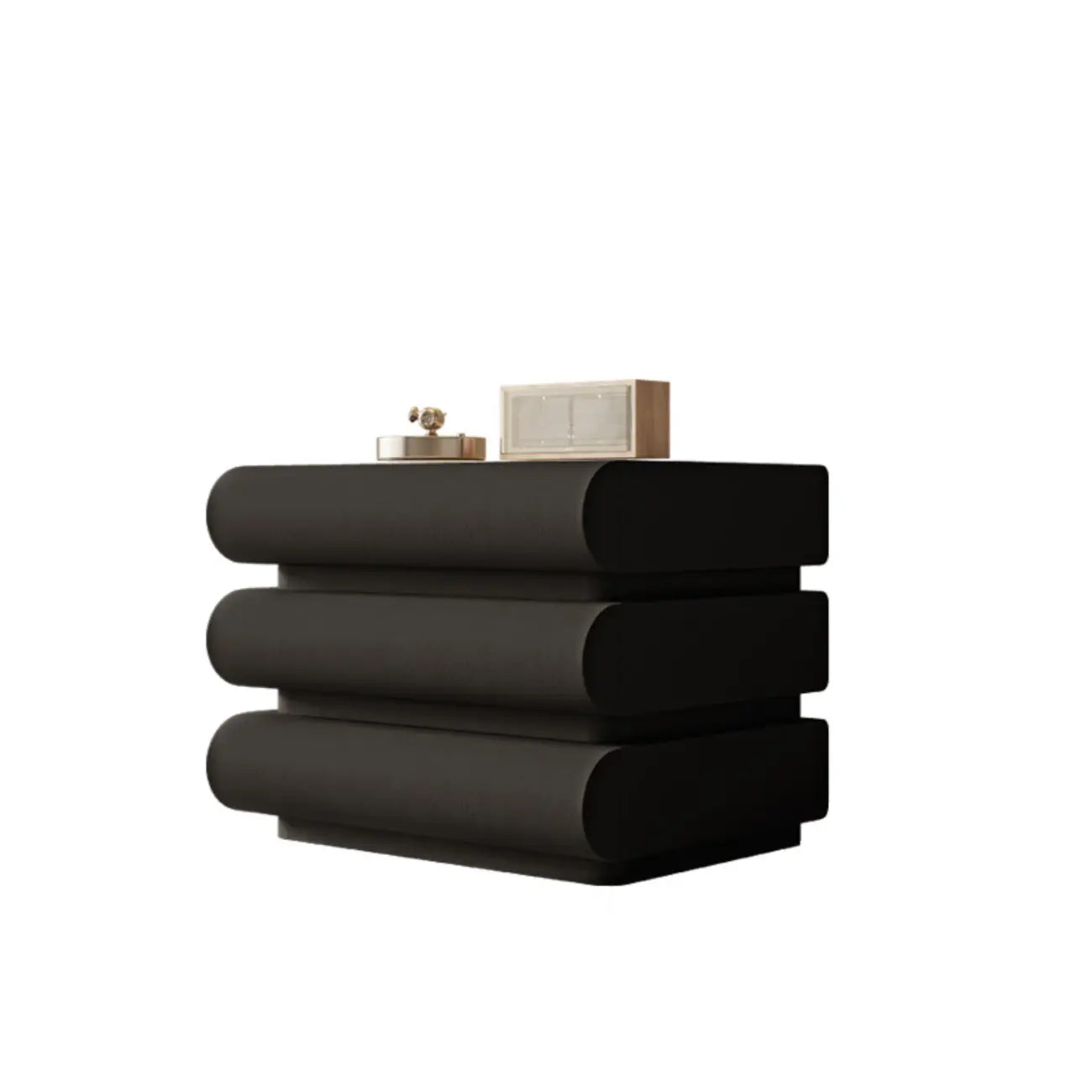 Modern Bedside Table with 3 Drawers in Off-White