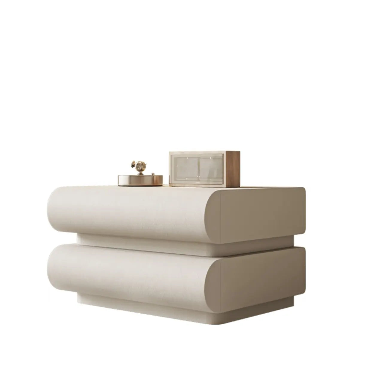 Modern Bedside Table with 3 Drawers in Off-White