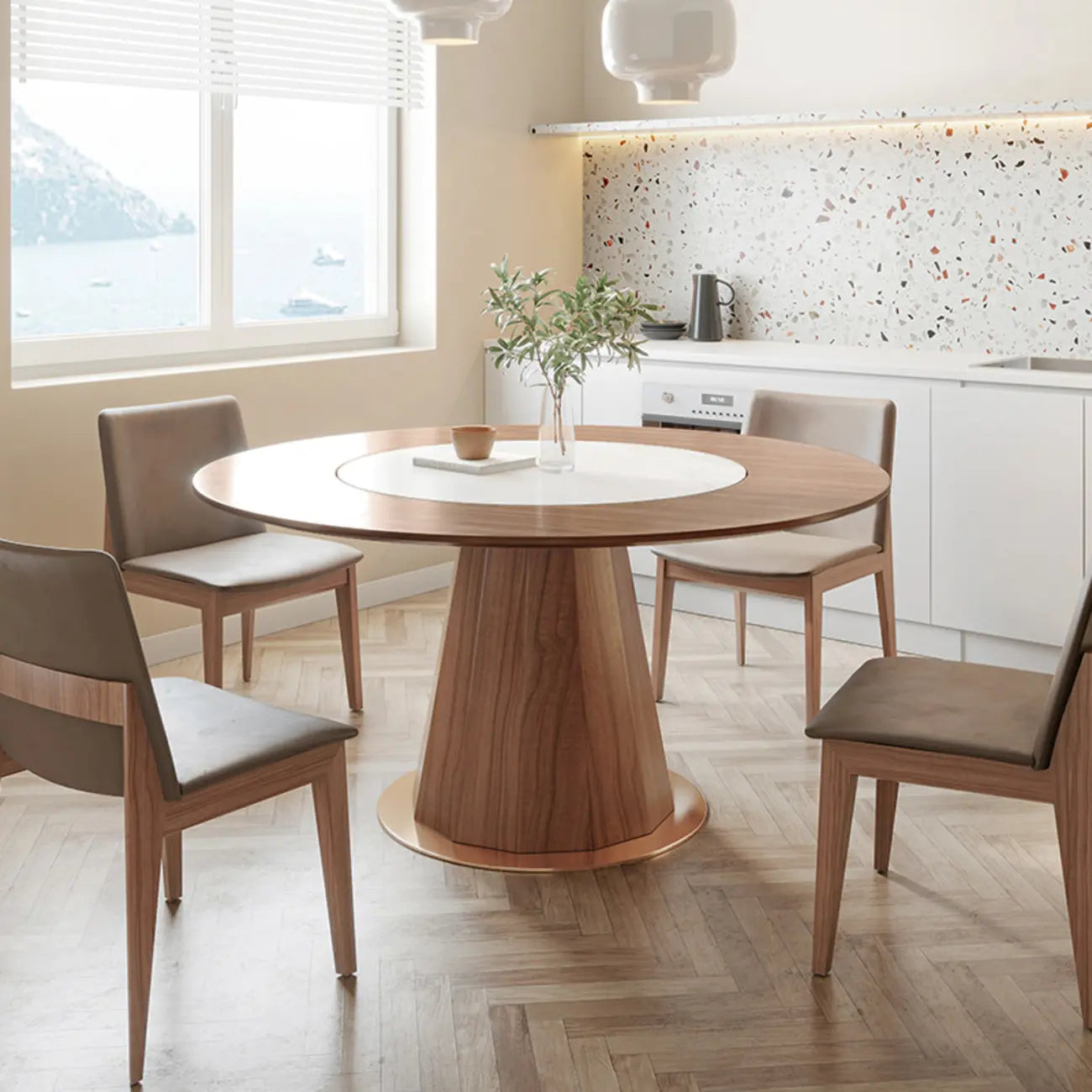 Modern Wood Round Dining Table