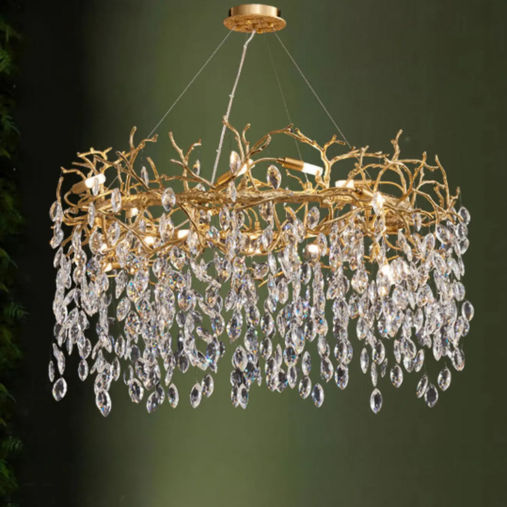 Modern Gold Branch Hoop Elegant Crystal Chandelier