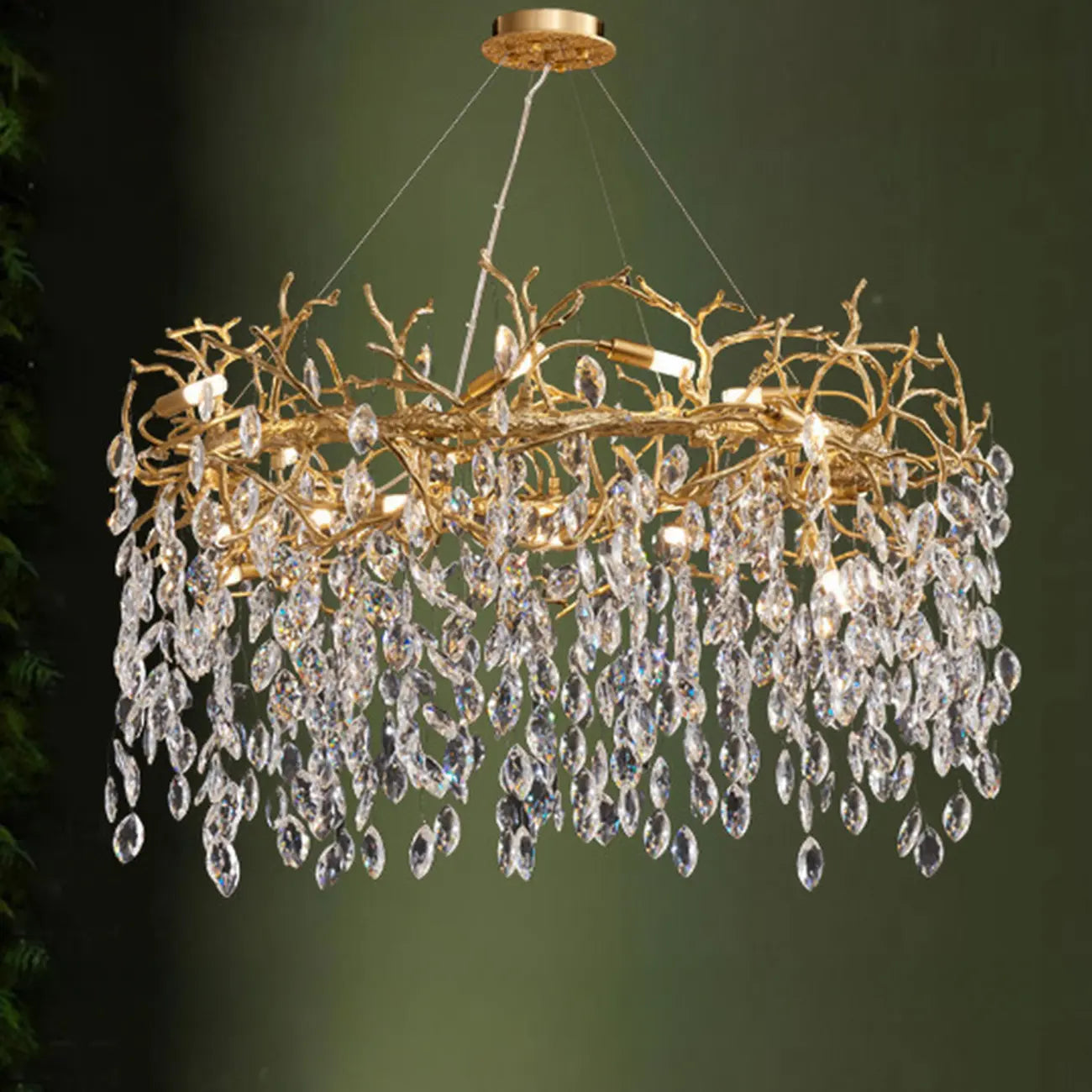 Modern Gold Branch Hoop Elegant Crystal Chandelier