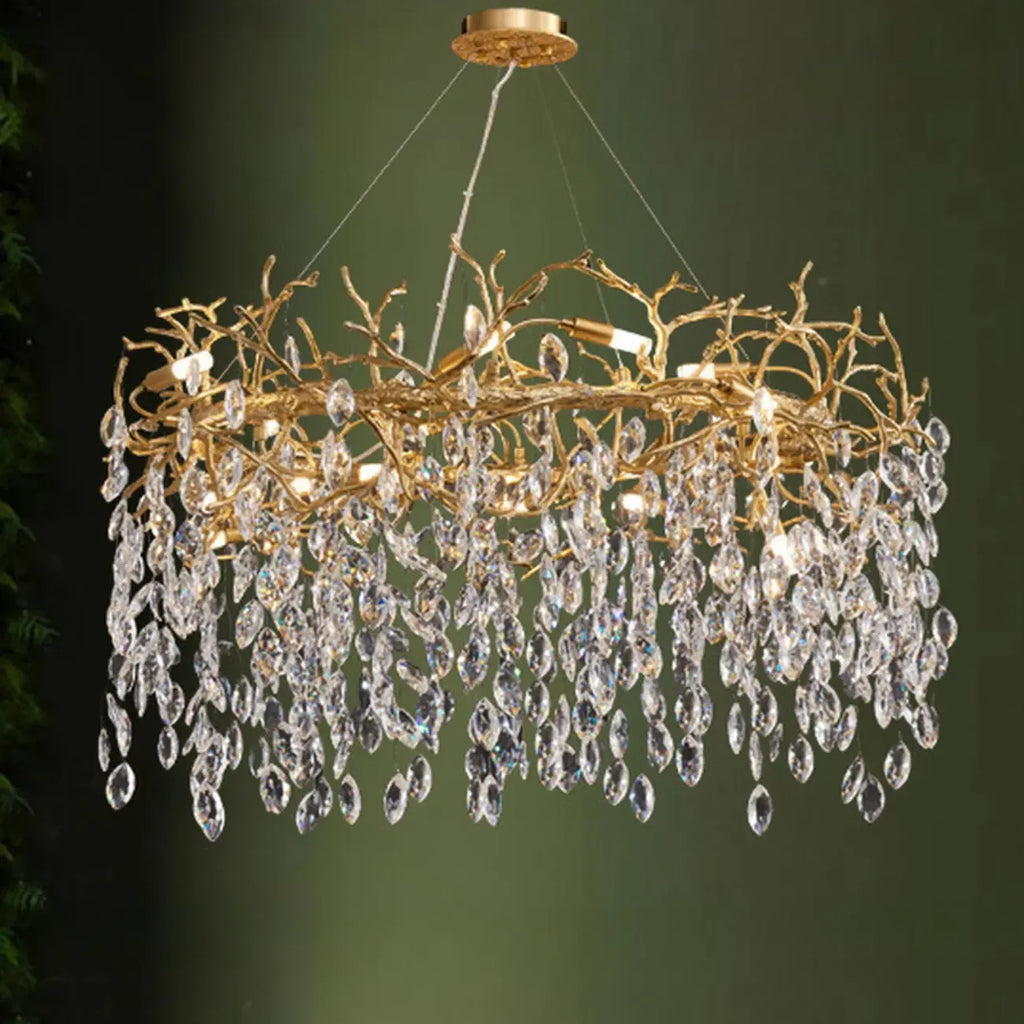 Modern Gold Branch Hoop Elegant Crystal Chandelier