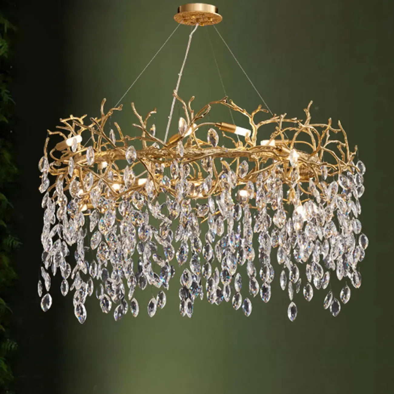 Modern Gold Branch Hoop Elegant Crystal Chandelier