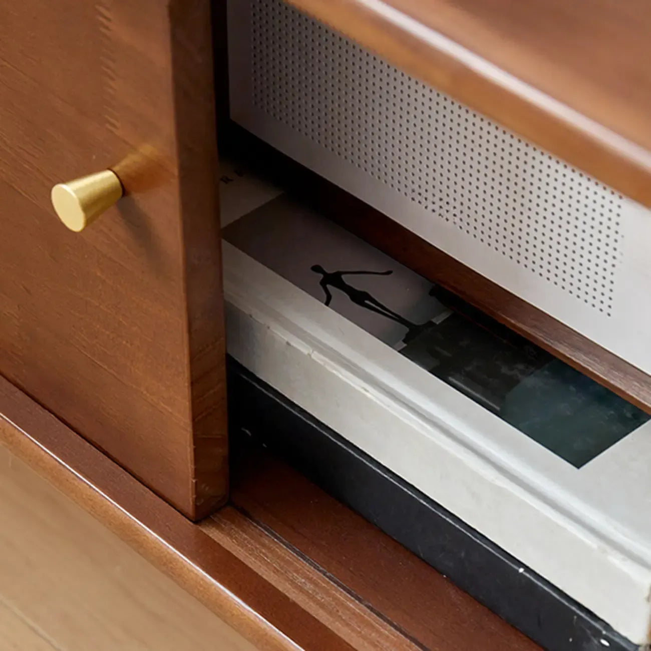 Modern Wood TV Stand with Storage, Cable Management