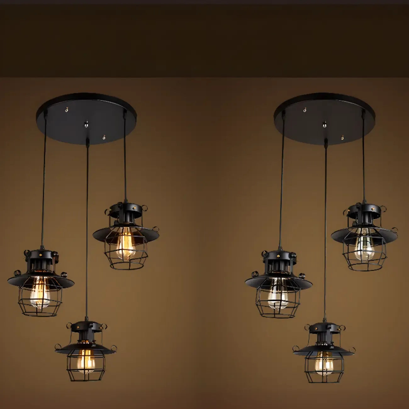 Gothic Black Iron Cage Hanging Pendant Light