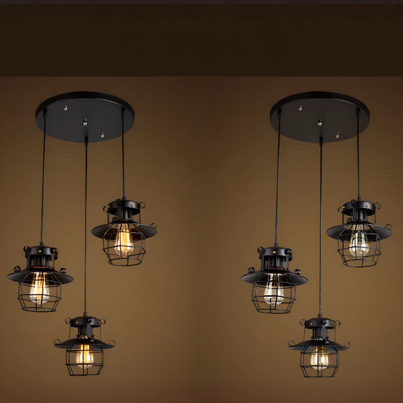 Gothic Black Iron Cage Hanging Pendant Light