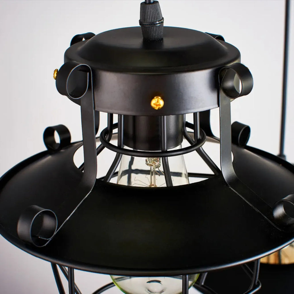 Gothic Black Iron Cage Hanging Pendant Light