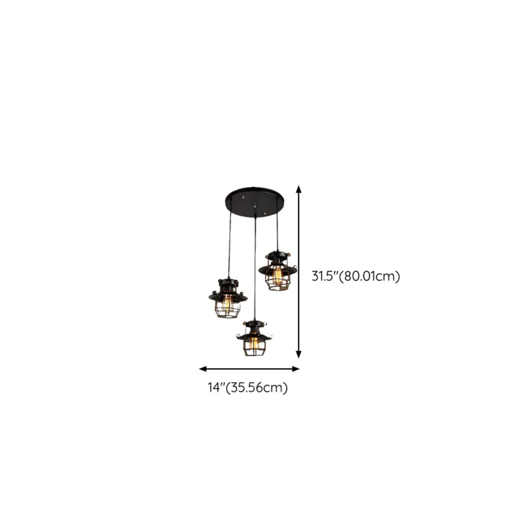 Gothic Black Iron Cage Hanging Pendant Light