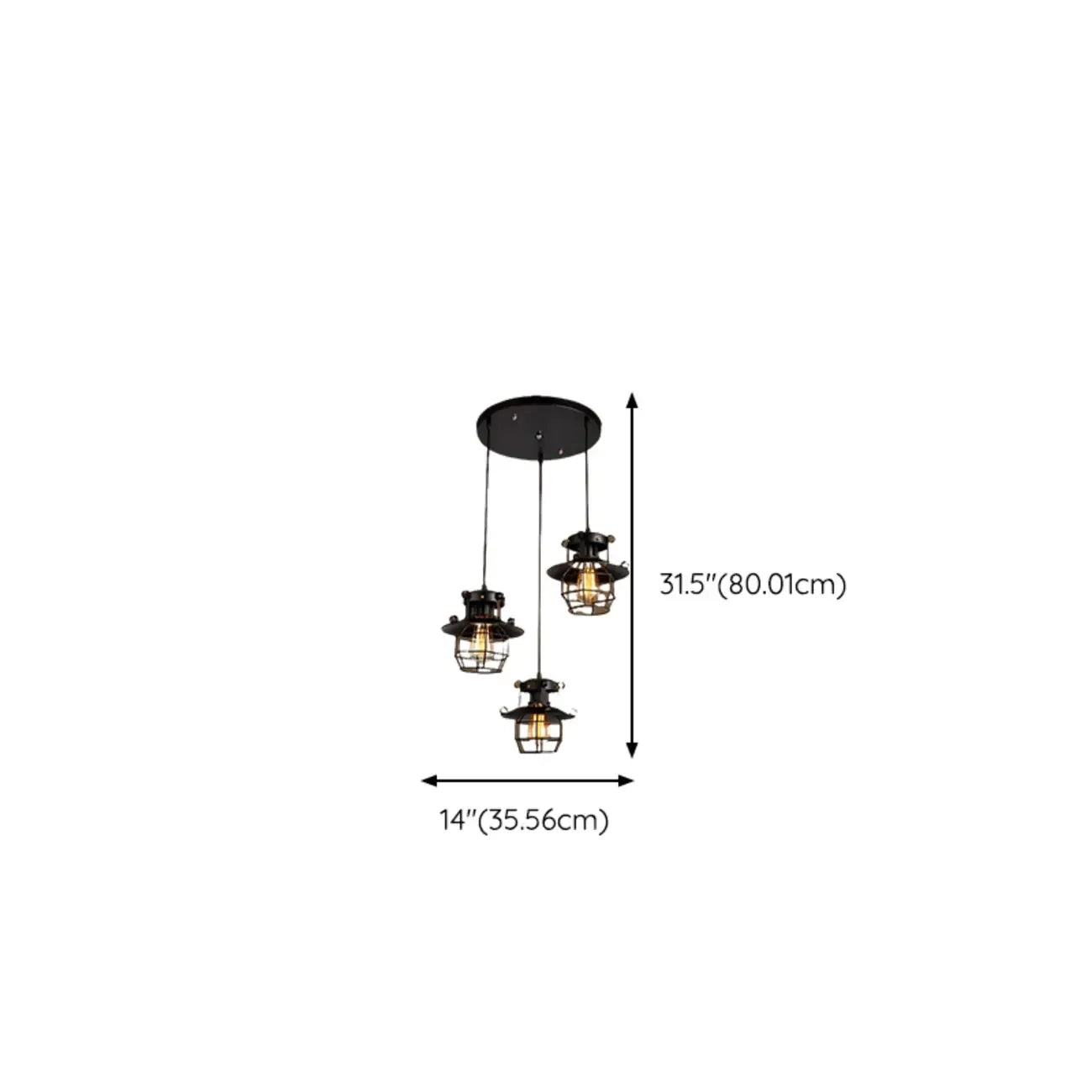 Gothic Black Iron Cage Hanging Pendant Light