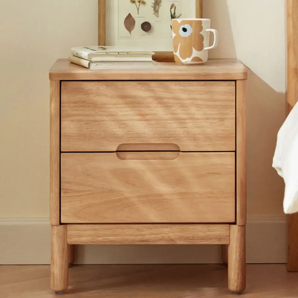 Scandinavian Natural Finish 2-Layer Wood Nightstand