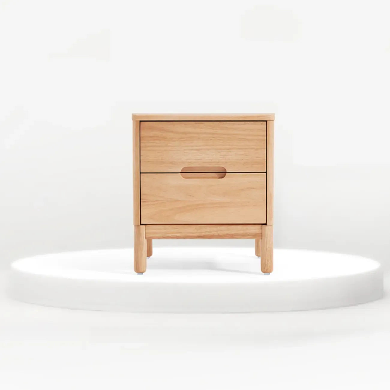 Scandinavian Natural Finish 2-Layer Wood Nightstand