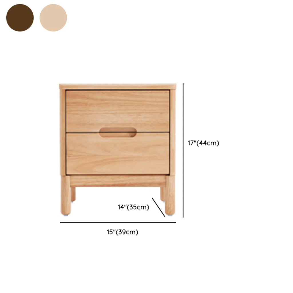 Scandinavian Natural Finish 2-Layer Wood Nightstand