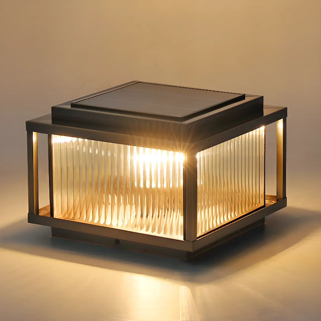 Rustic Bronze Metal Square Solar Outdoor Post Lights