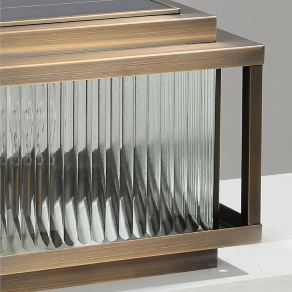 Rustic Bronze Metal Square Solar Outdoor Post Lights