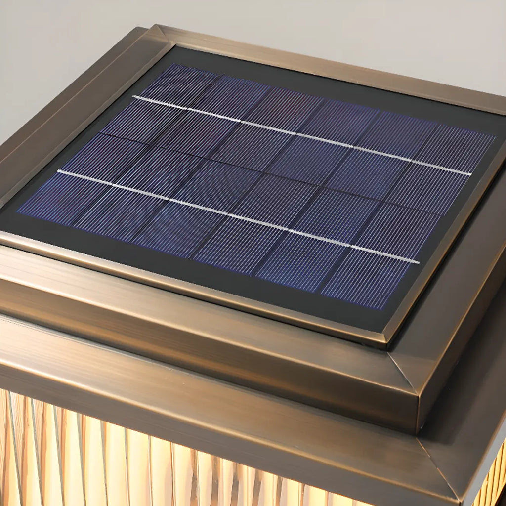 Rustic Bronze Metal Square Solar Outdoor Post Lights