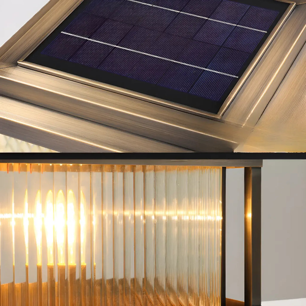 Rustic Bronze Metal Square Solar Outdoor Post Lights