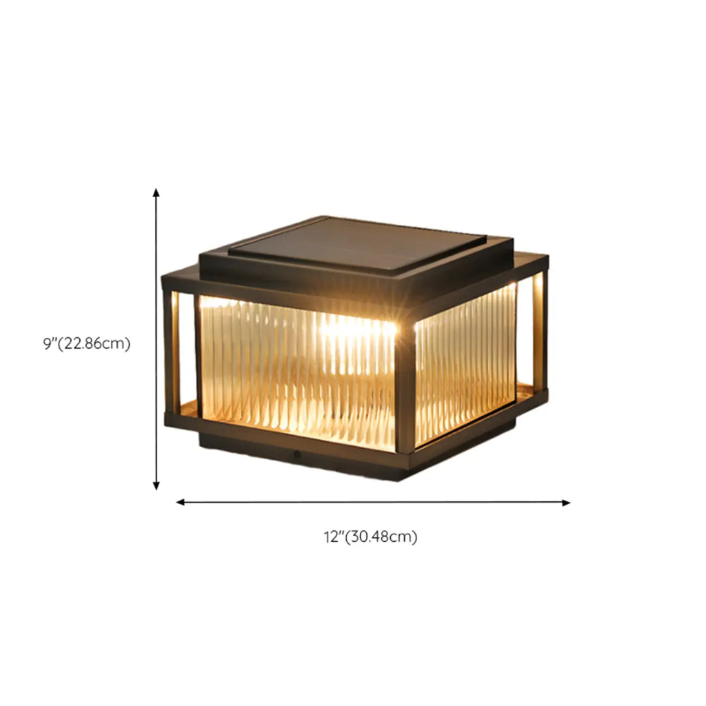 Rustic Bronze Metal Square Solar Outdoor Post Lights