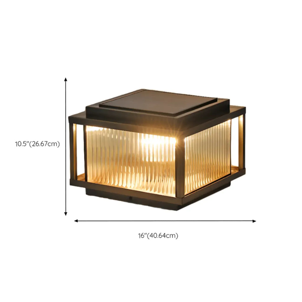 Rustic Bronze Metal Square Solar Outdoor Post Lights