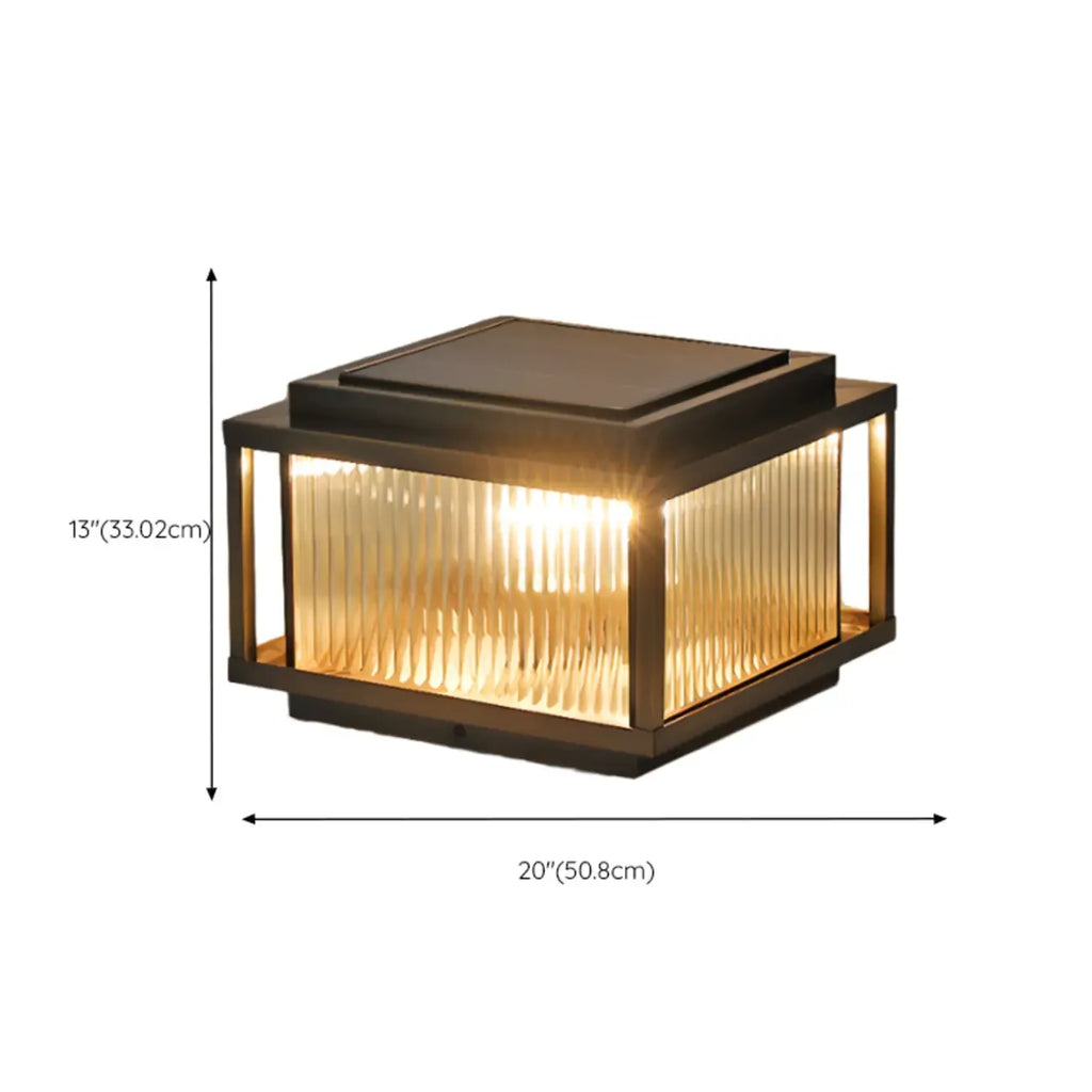 Rustic Bronze Metal Square Solar Outdoor Post Lights