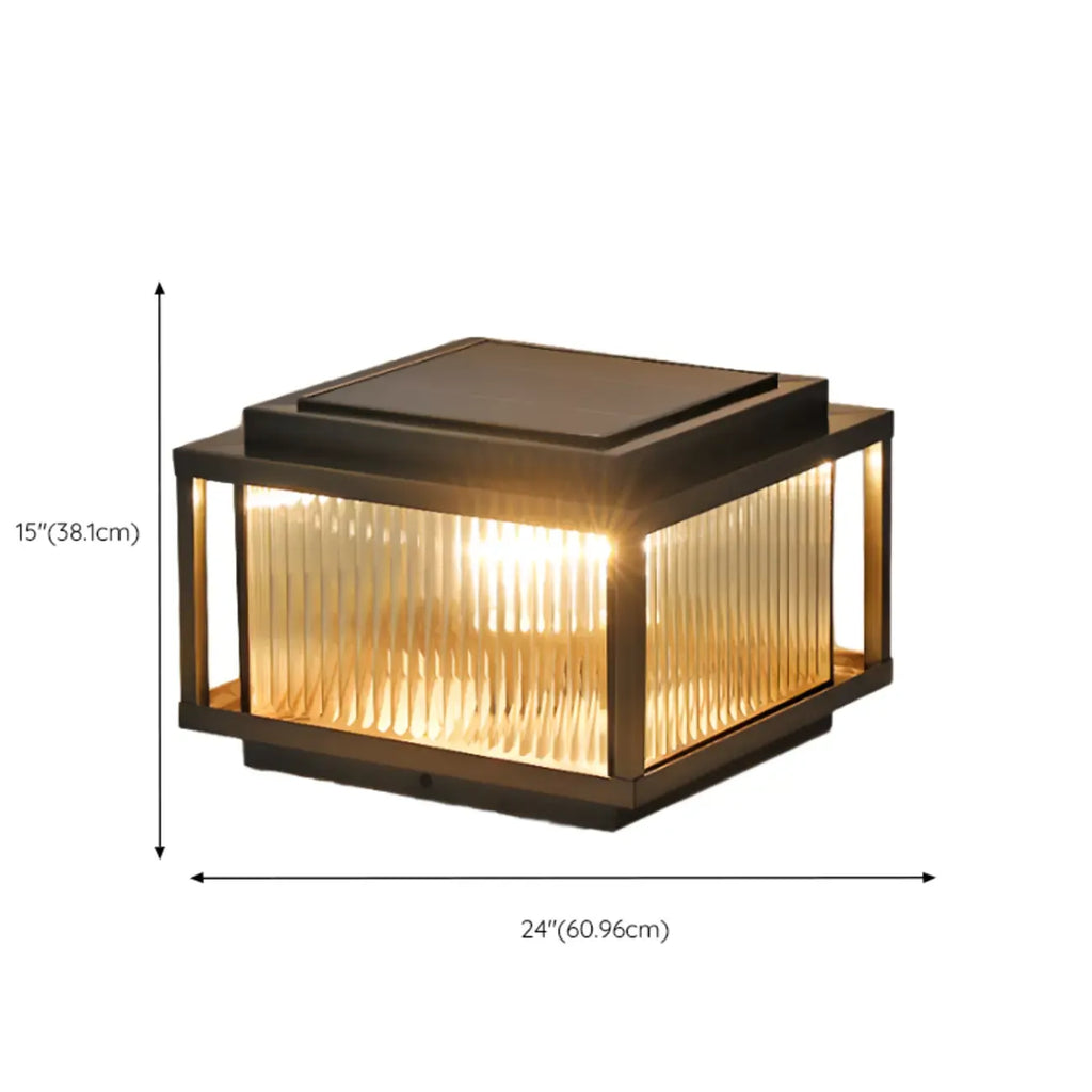 Rustic Bronze Metal Square Solar Outdoor Post Lights