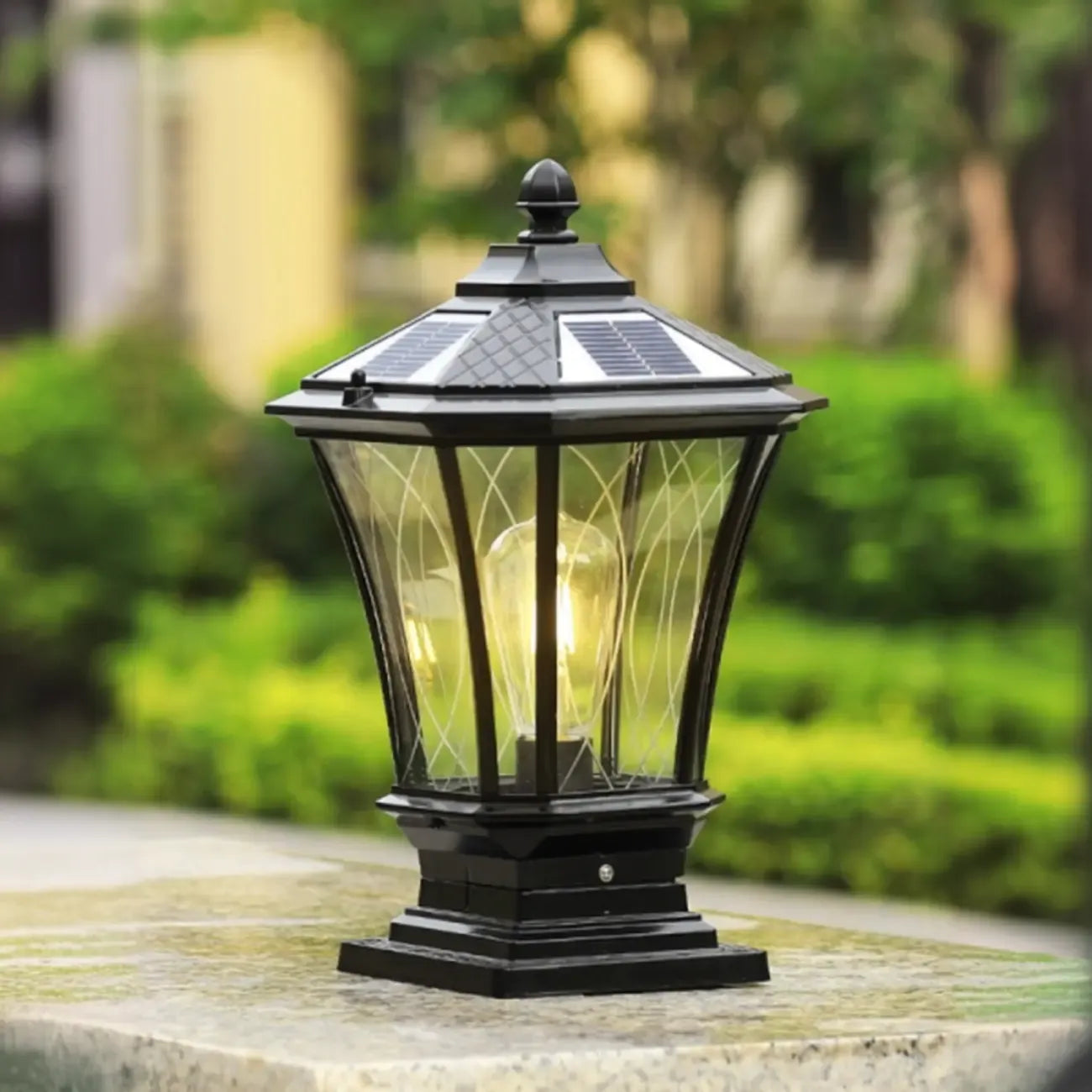 Gerden Decor Retro Black Flared Solar Outdoor Post Lights