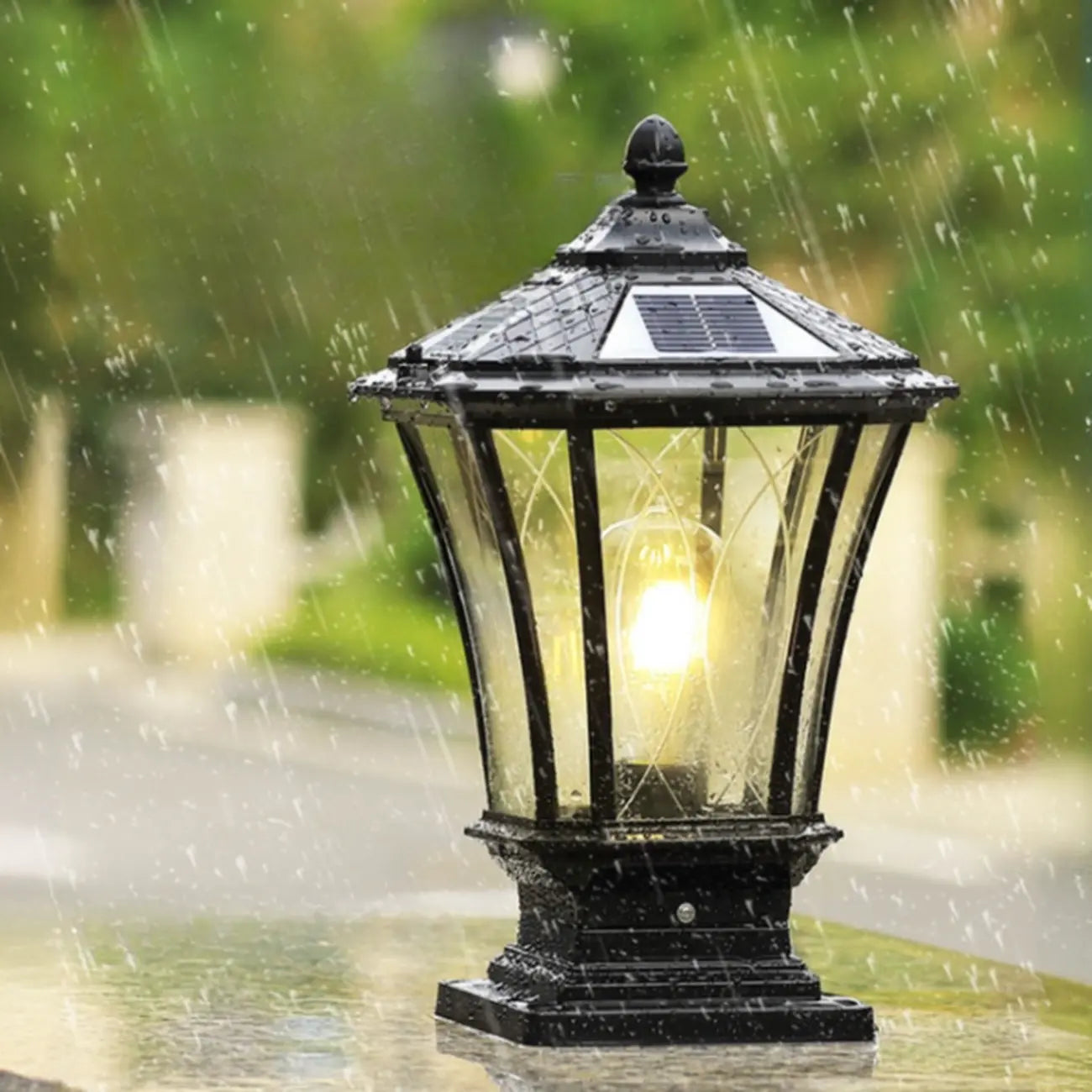 Gerden Decor Retro Black Flared Solar Outdoor Post Lights