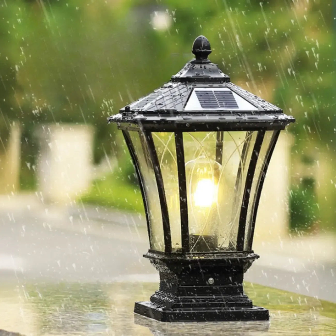 Gerden Decor Retro Black Flared Solar Outdoor Post Lights