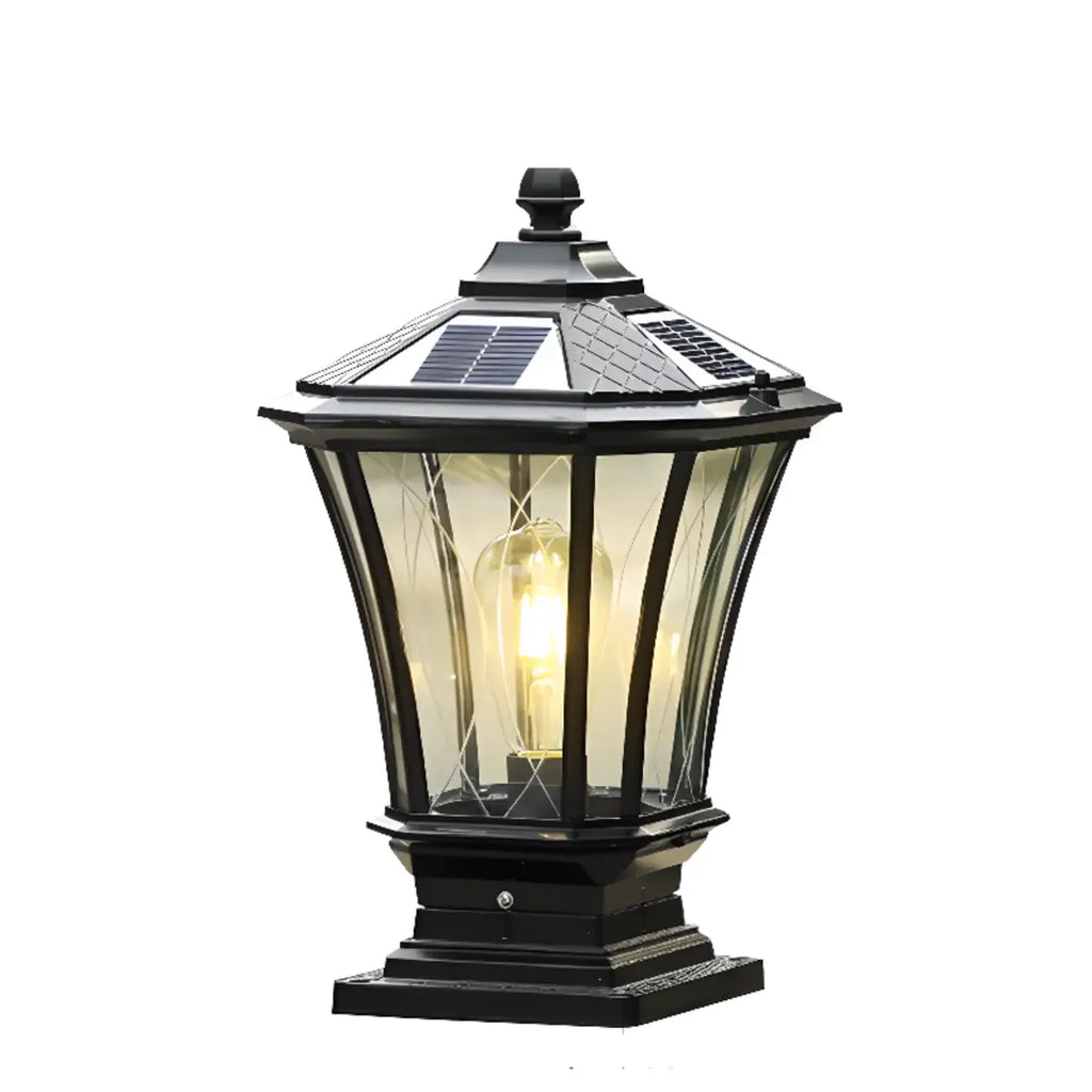 Gerden Decor Retro Black Flared Solar Outdoor Post Lights