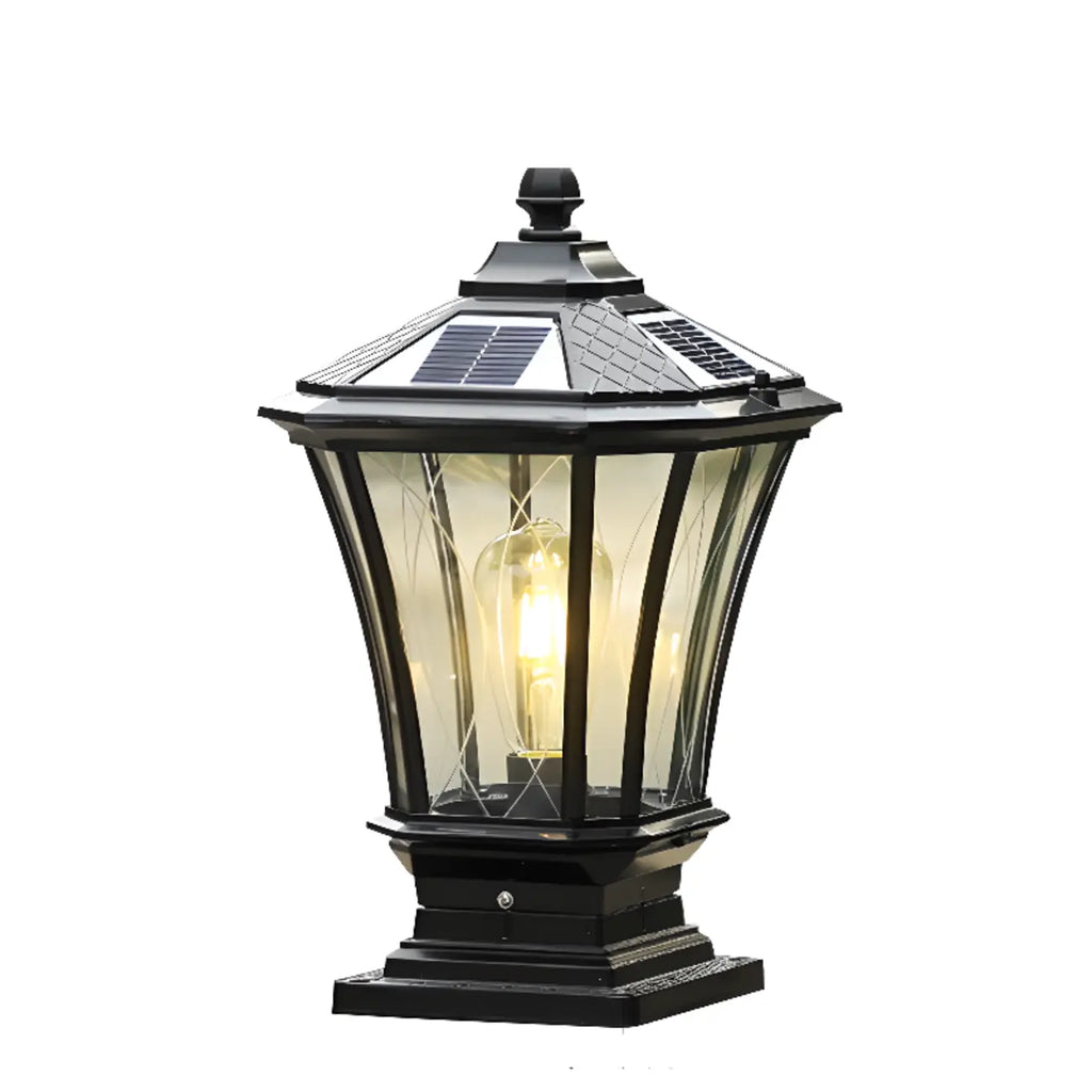Gerden Decor Retro Black Flared Solar Outdoor Post Lights