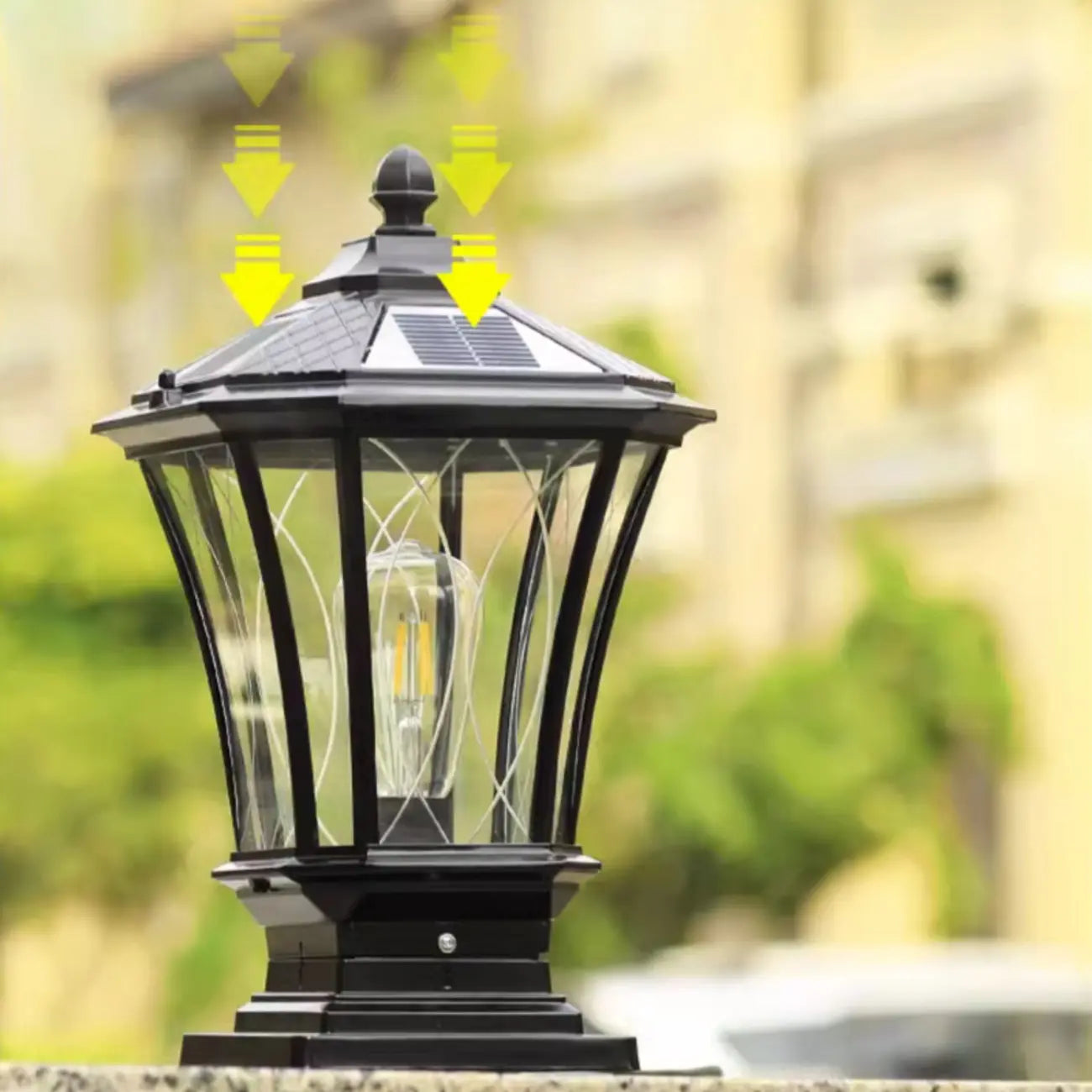 Gerden Decor Retro Black Flared Solar Outdoor Post Lights