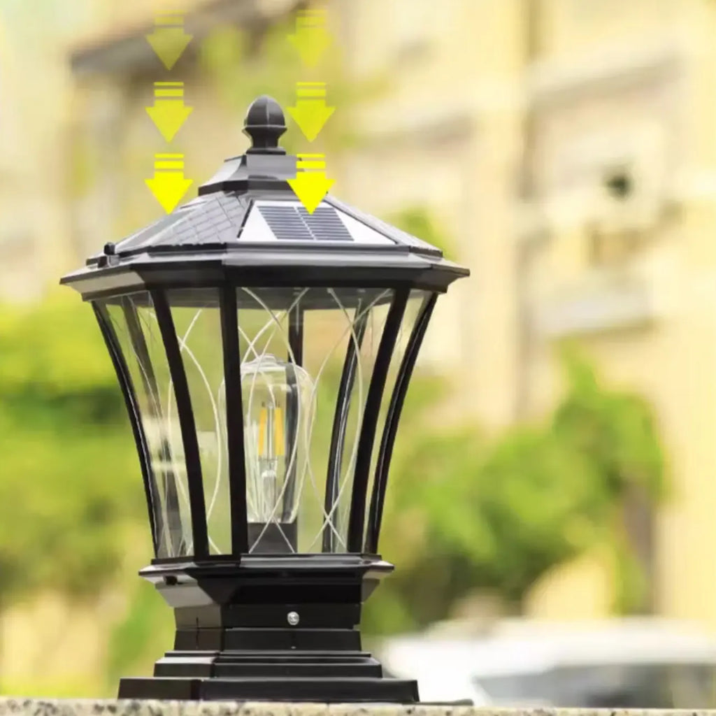 Gerden Decor Retro Black Flared Solar Outdoor Post Lights