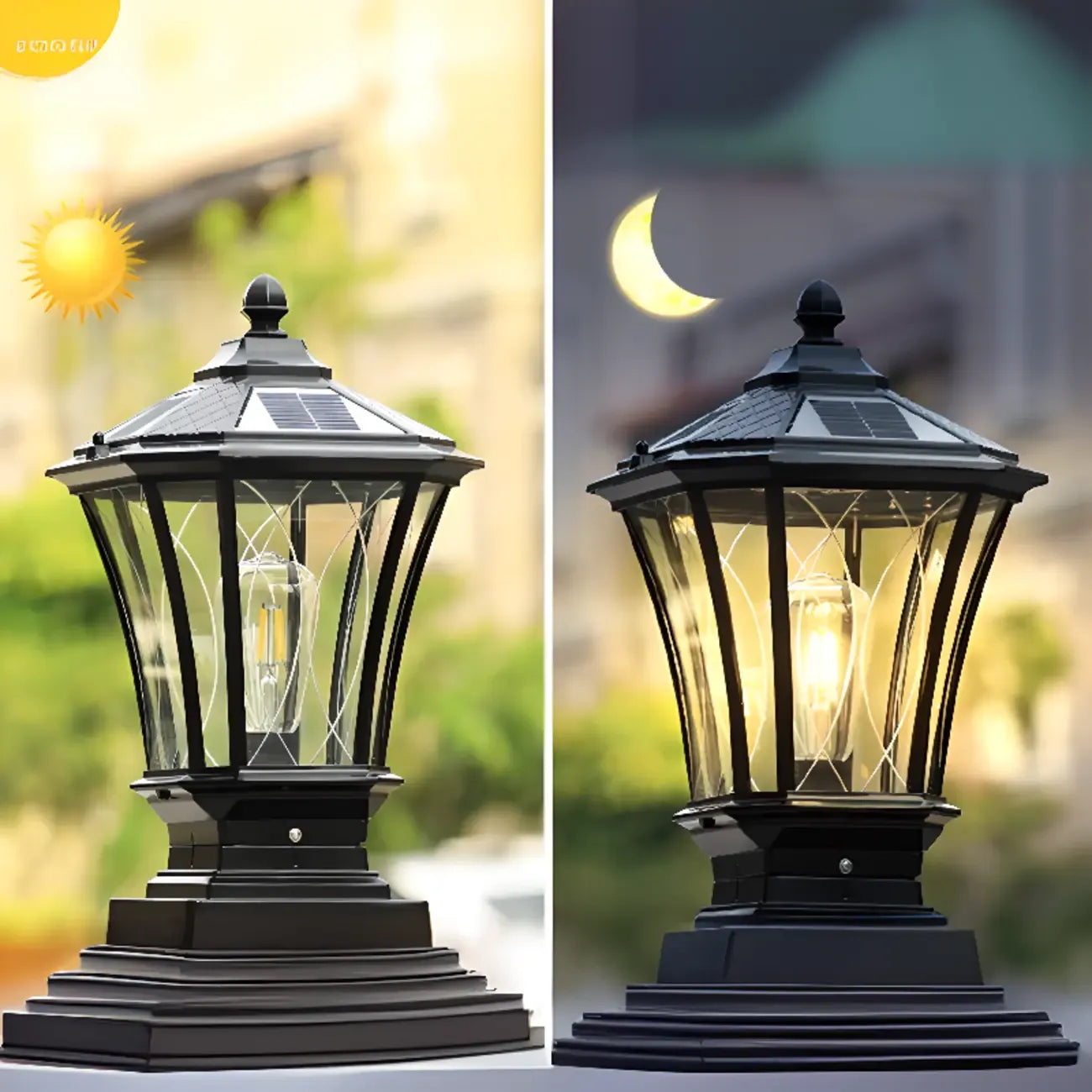 Gerden Decor Retro Black Flared Solar Outdoor Post Lights