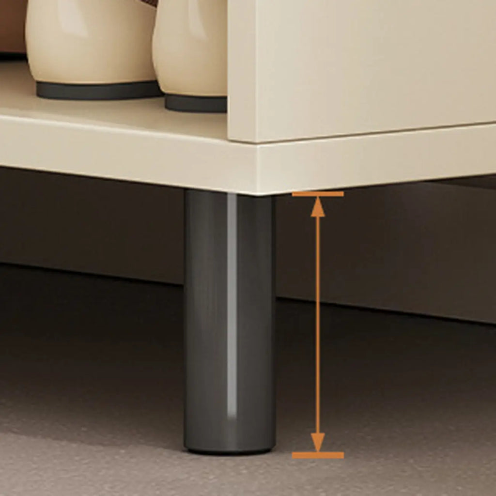 White Curved Panel Shoe Cabinet with Open Base Storages